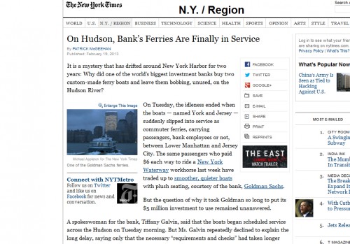 NYT article Goldman ferry