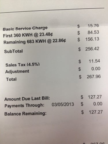 Electric bill March 11