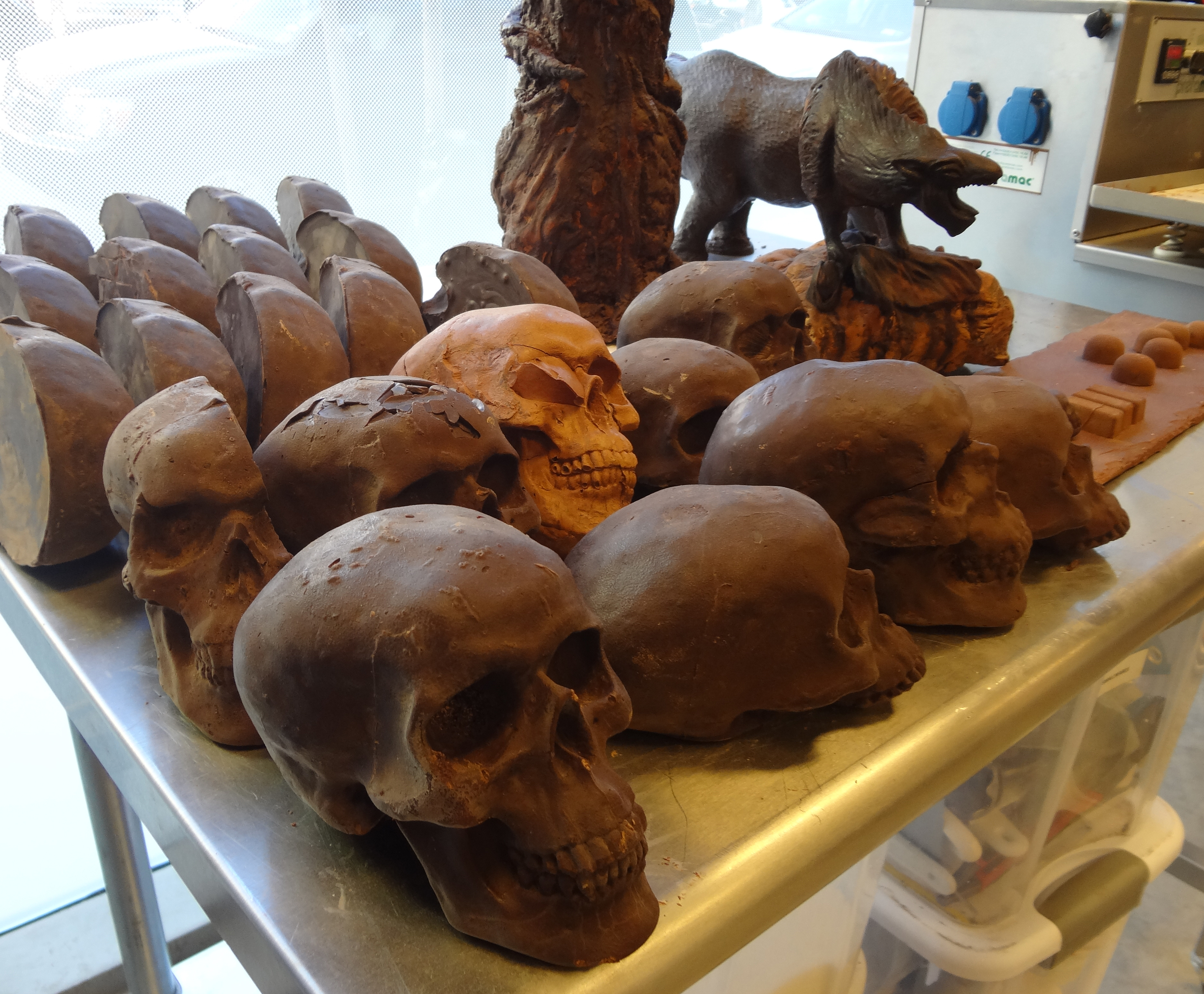 Chocolate skulls large on table