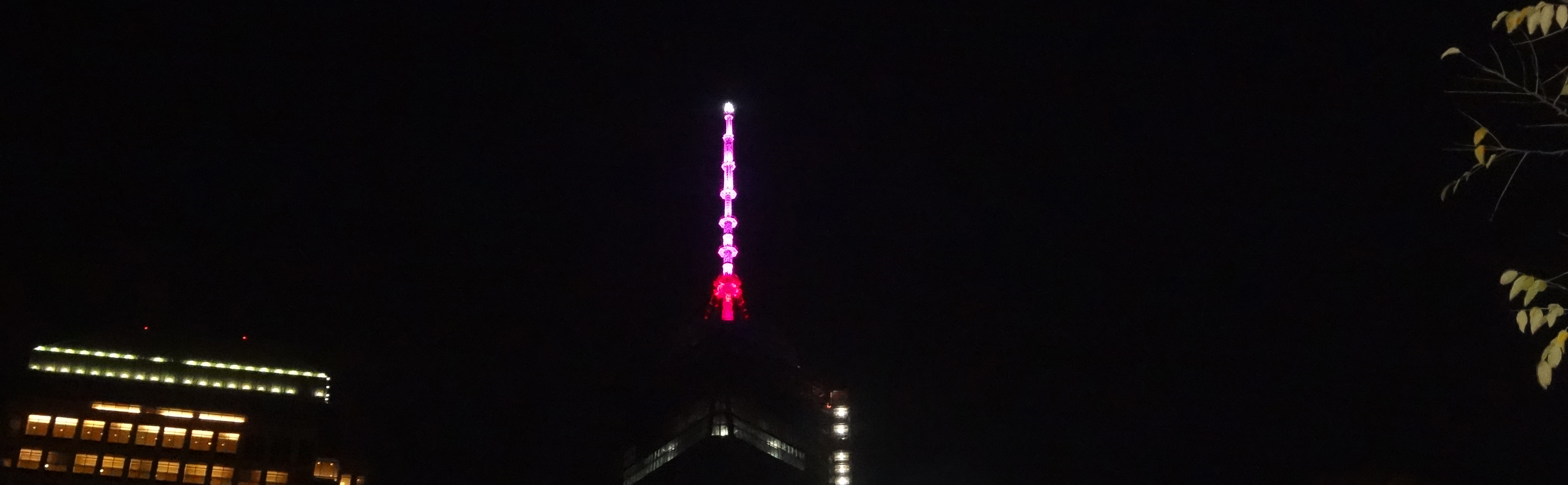 Tower lighted red