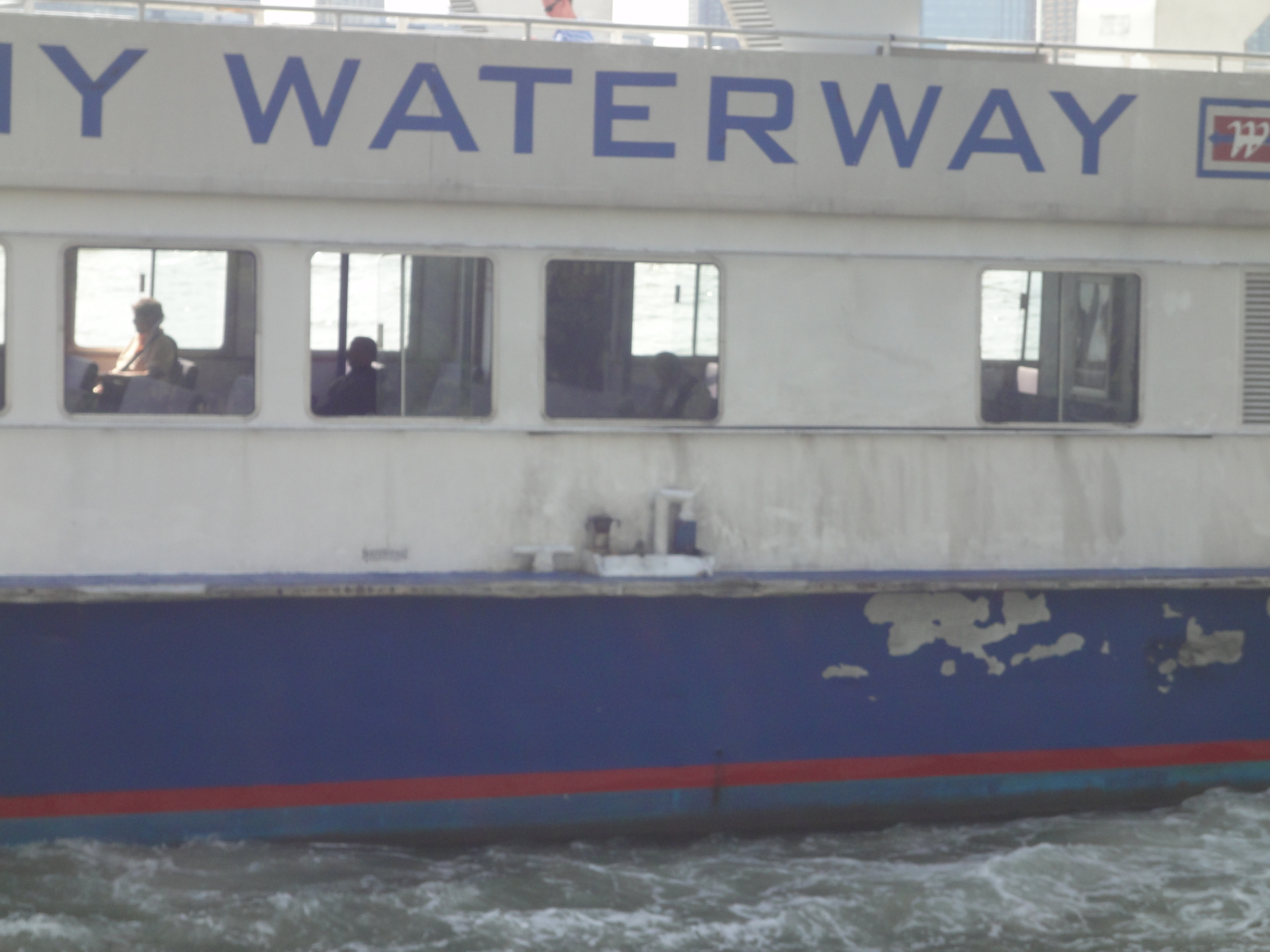 Paint peeling from NY waterway boat