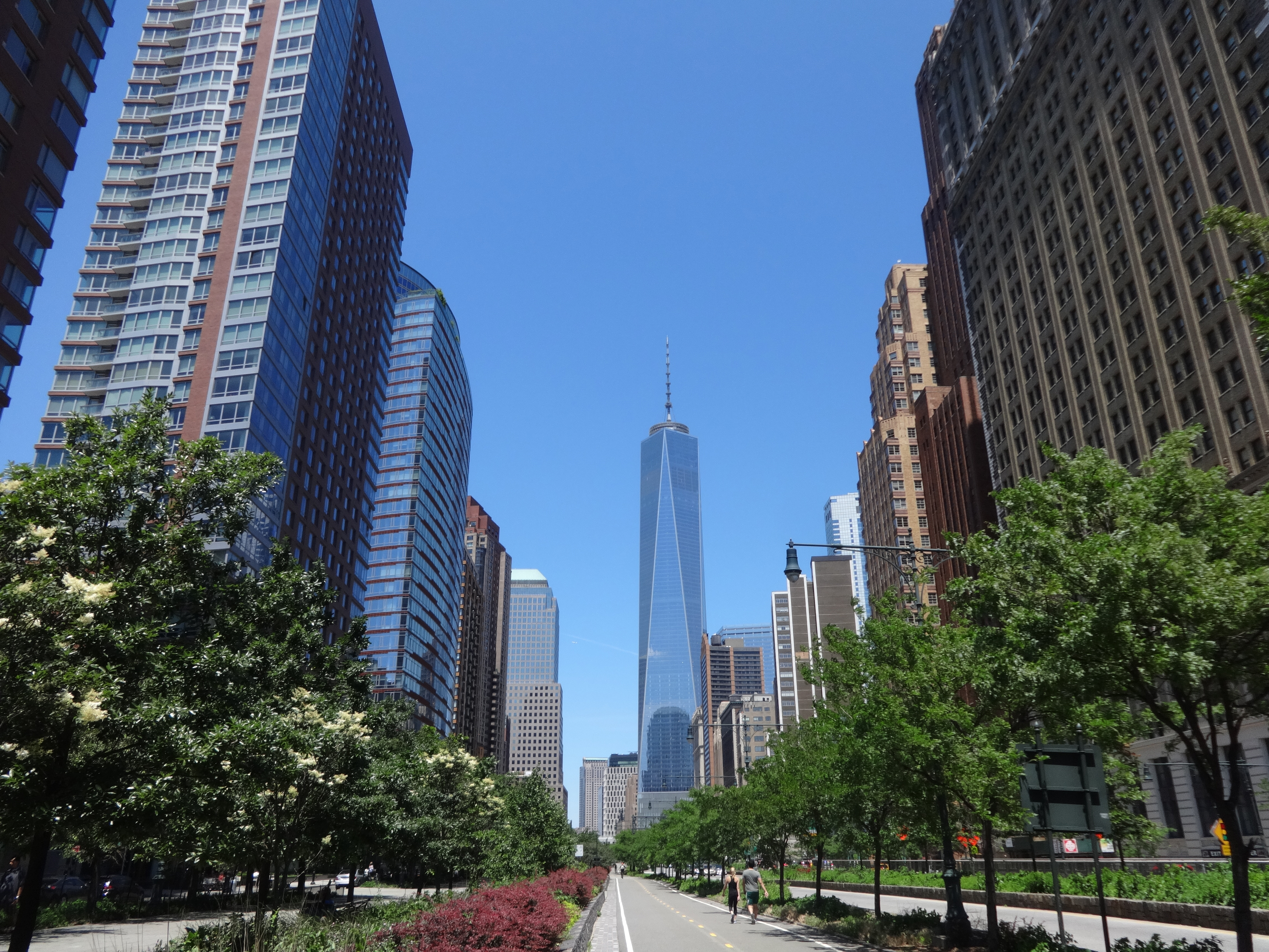 Freedom Tower and canyon of apartments in BPC 6-15-2014