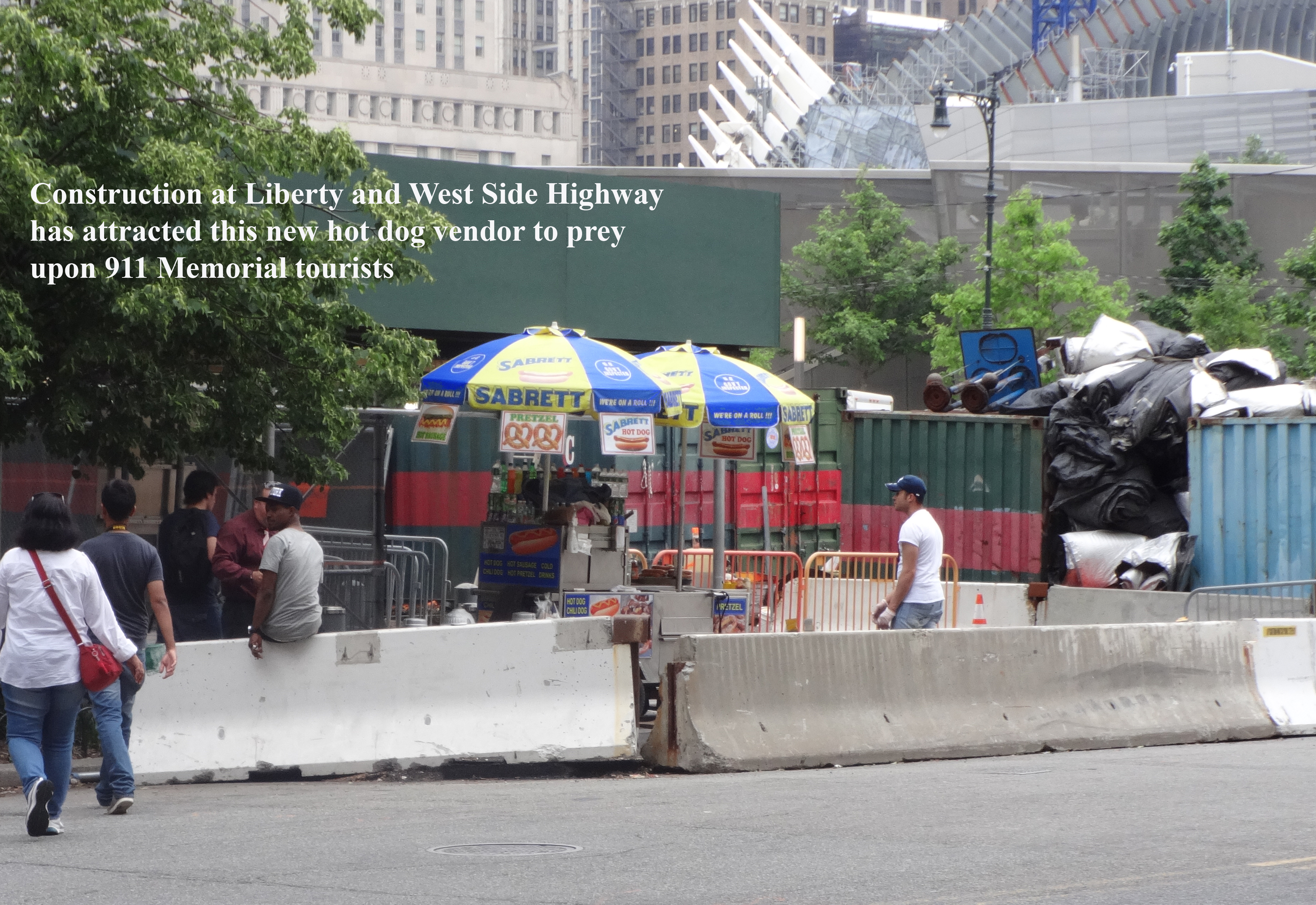 Hot dog vendor at Liberty and West Side Highway
