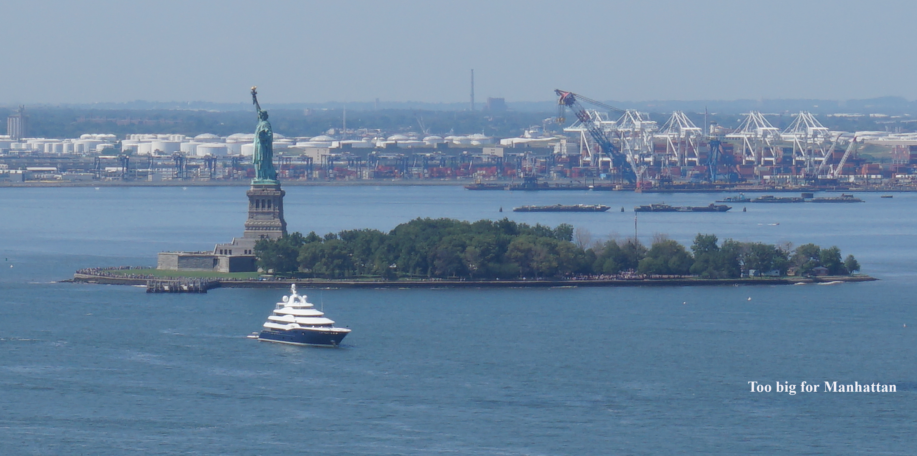 Ship too big to park in Manhattan port