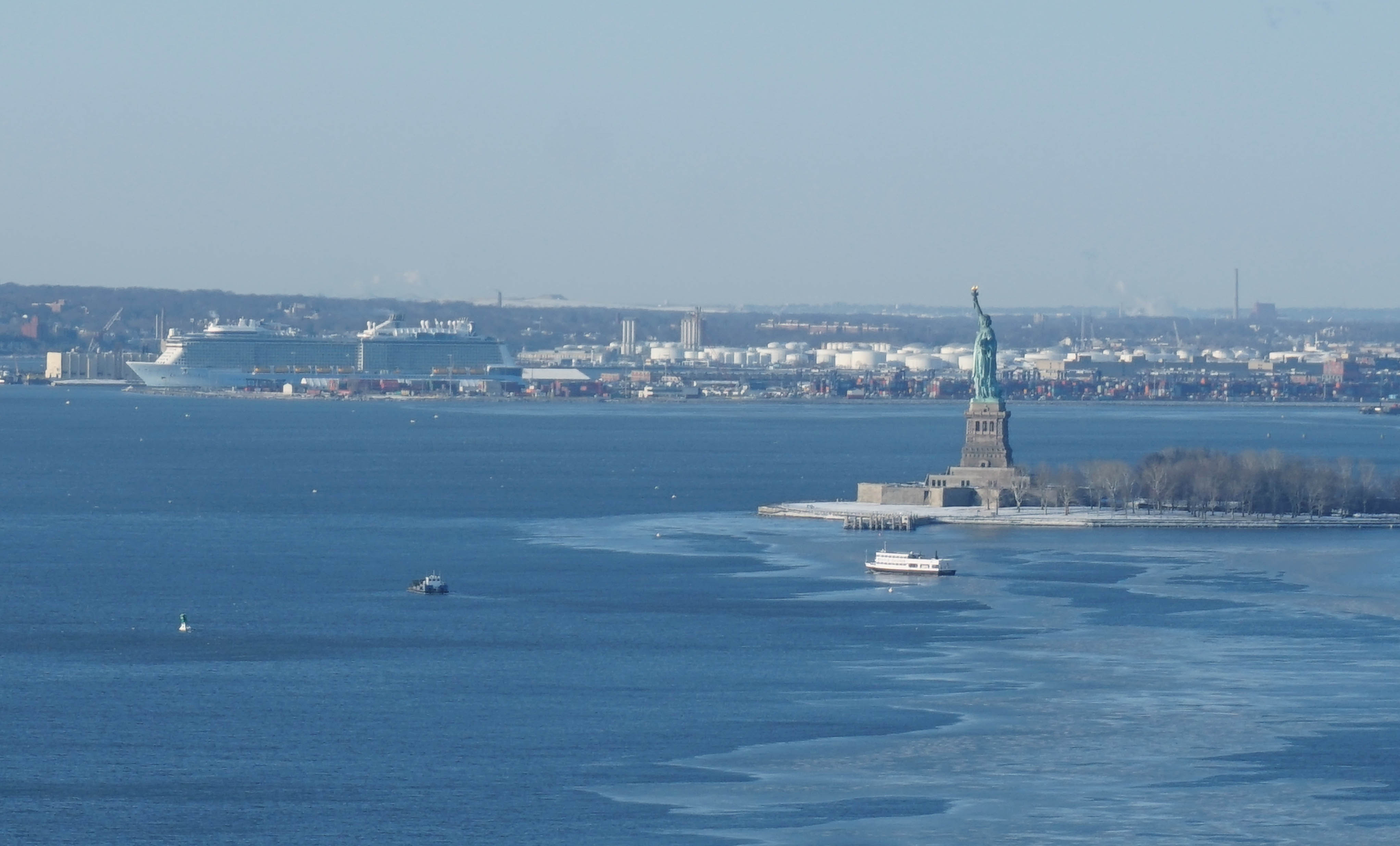Cruise ship statue liberty ice 2-20-2015