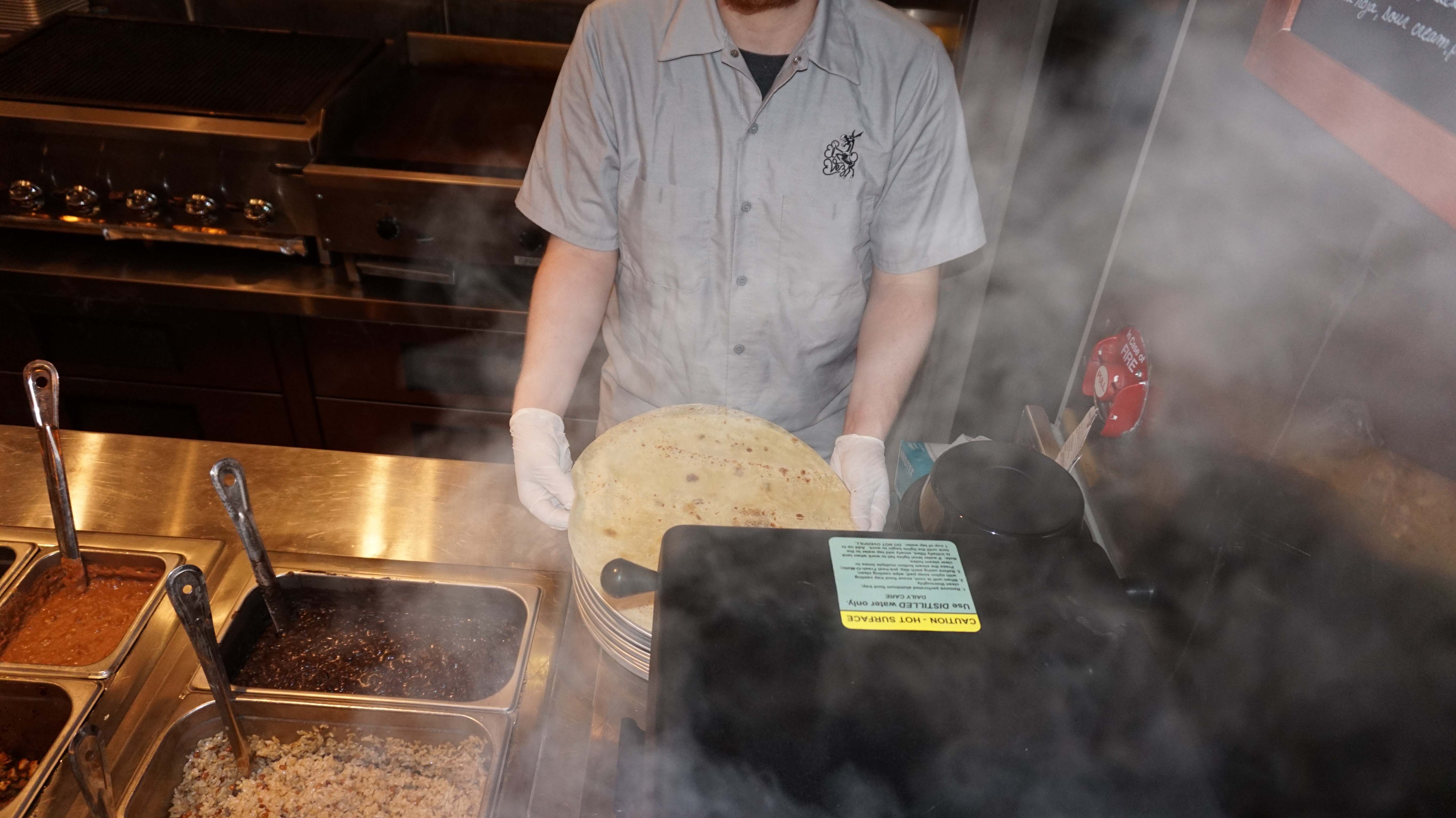 El Vez burrito being steamed
