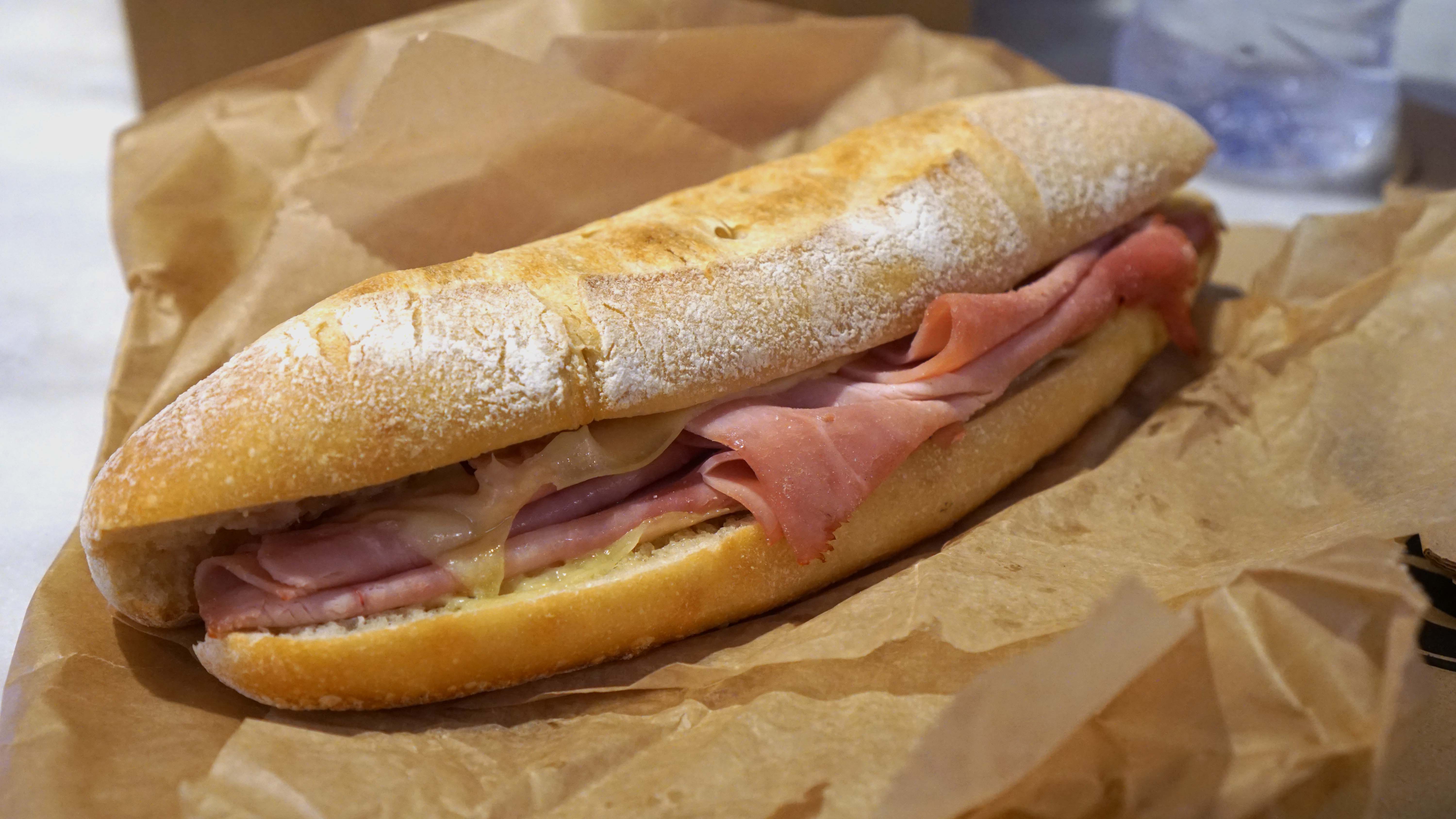 Le District ham-and-cheese baguette
