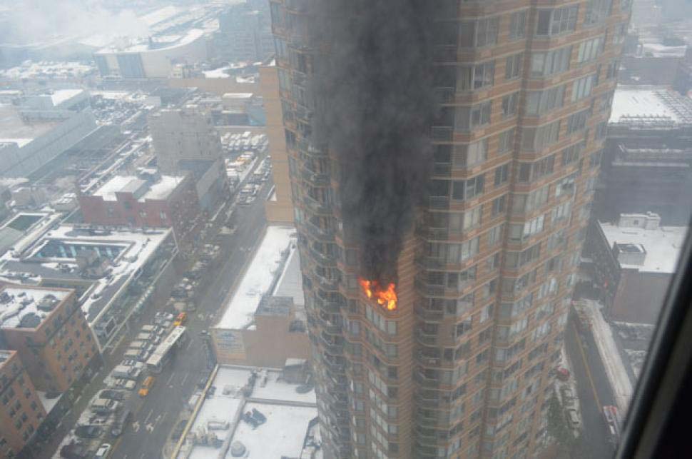 stock footage burning apartment building