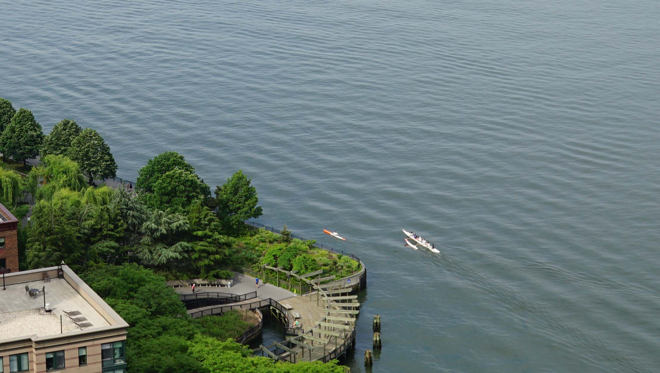 Outrigger canoe on New York Harbor 5-31-2015