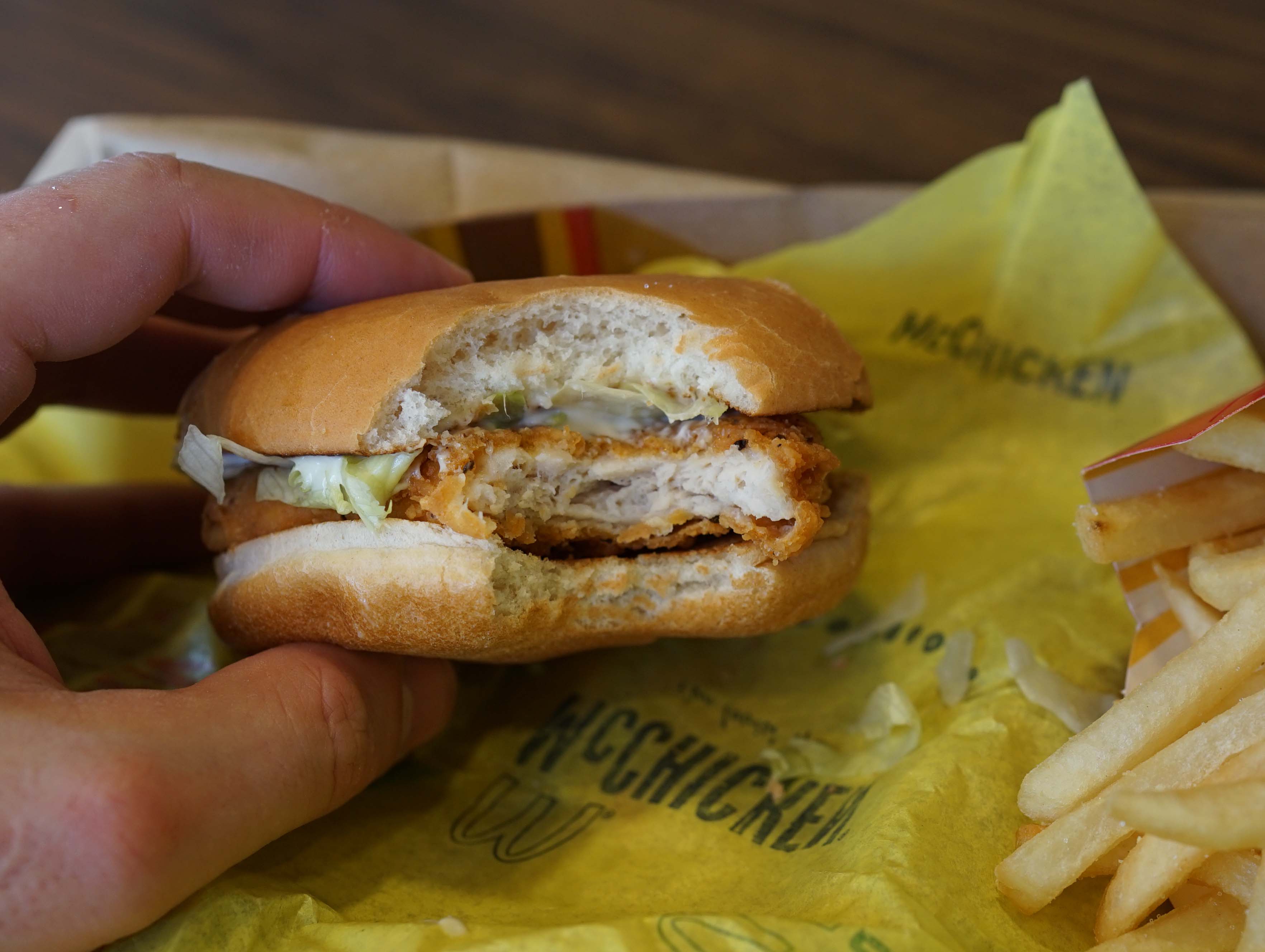 McDonalds chicken sandwich bite