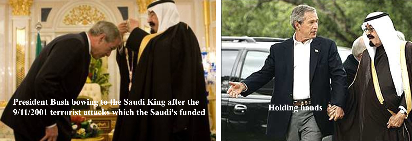 W Bush bowing to saudi king 2003