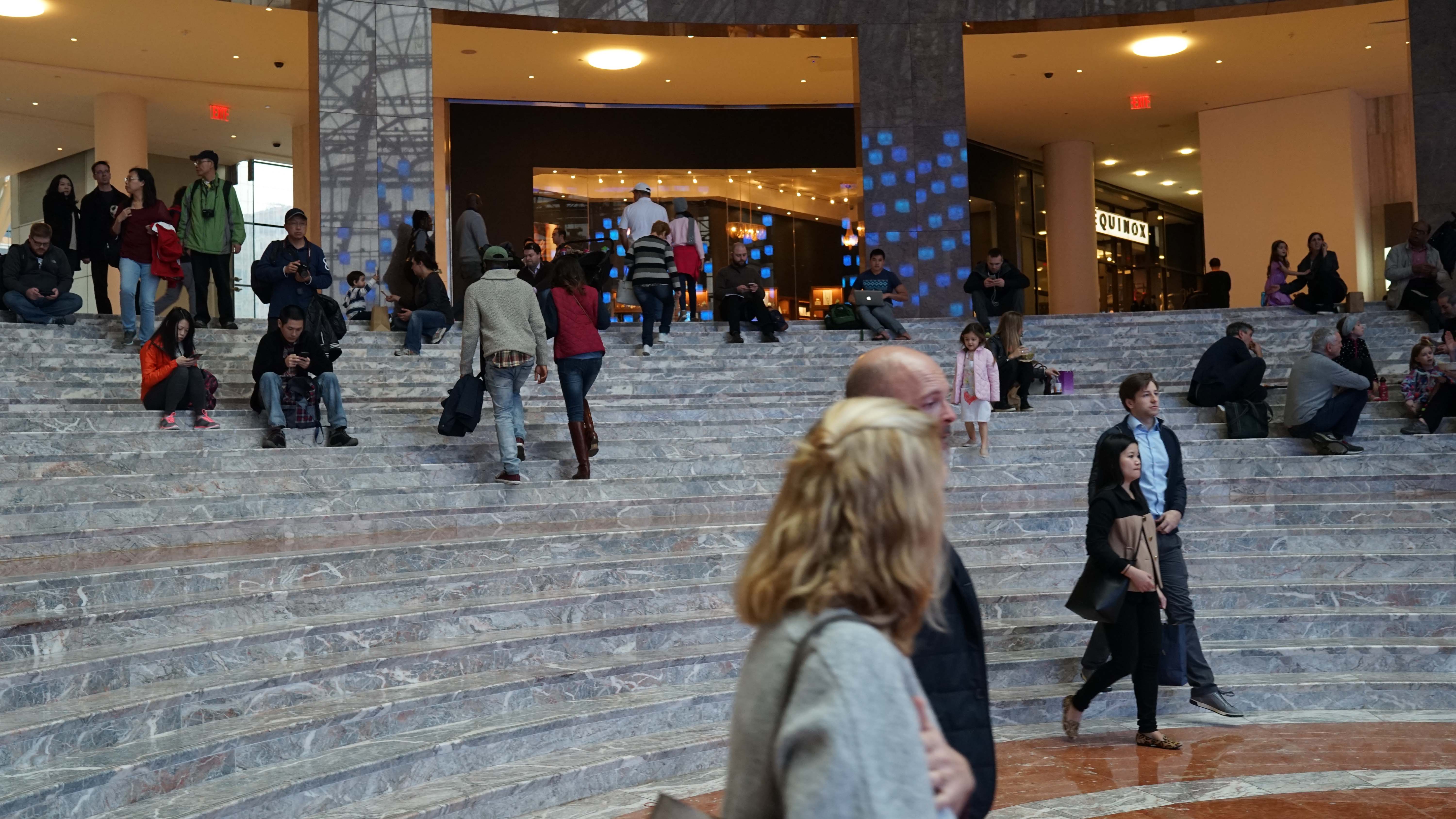 People on marble stairs winter garden 12-12-2015