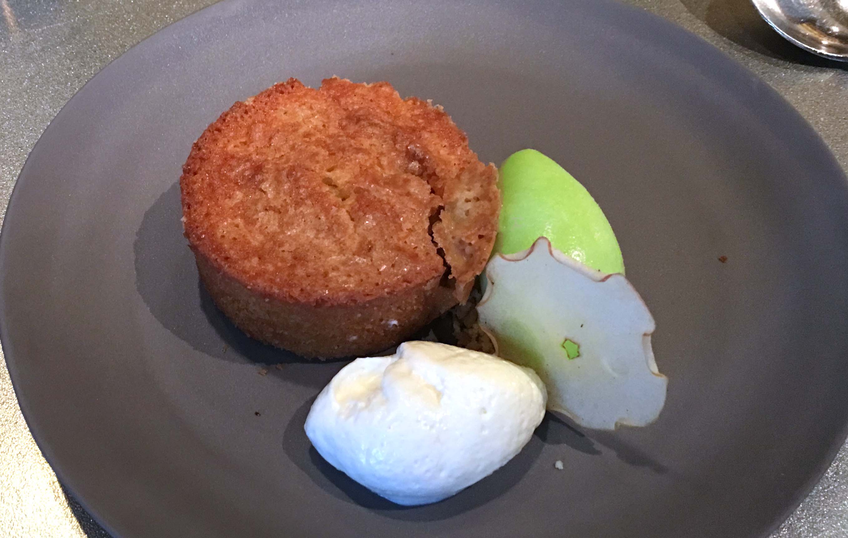 Jean Georges almond cake and apple ice cream